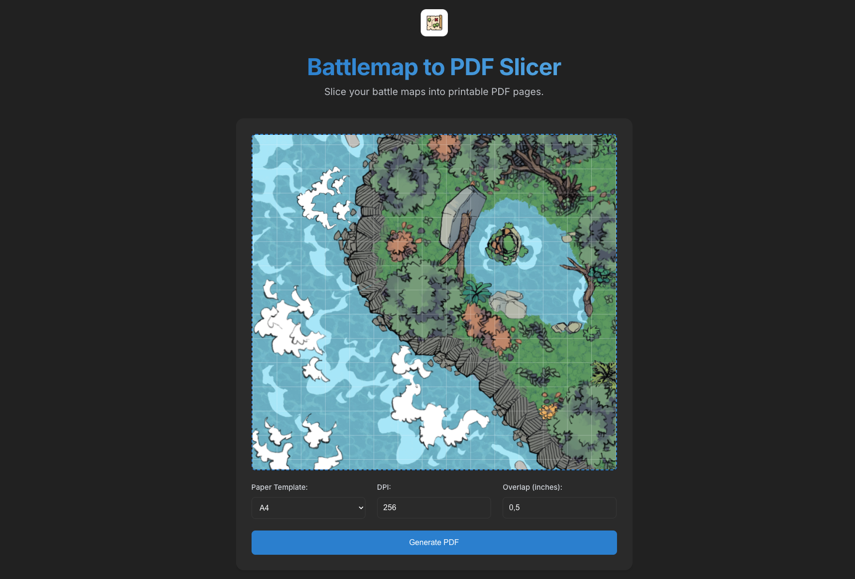 Screenshot of Battle Map Slicer