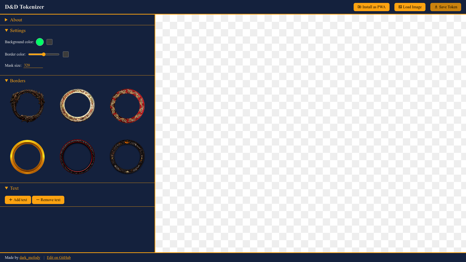 Screenshot of D&D Tokenizer (make character tokens)