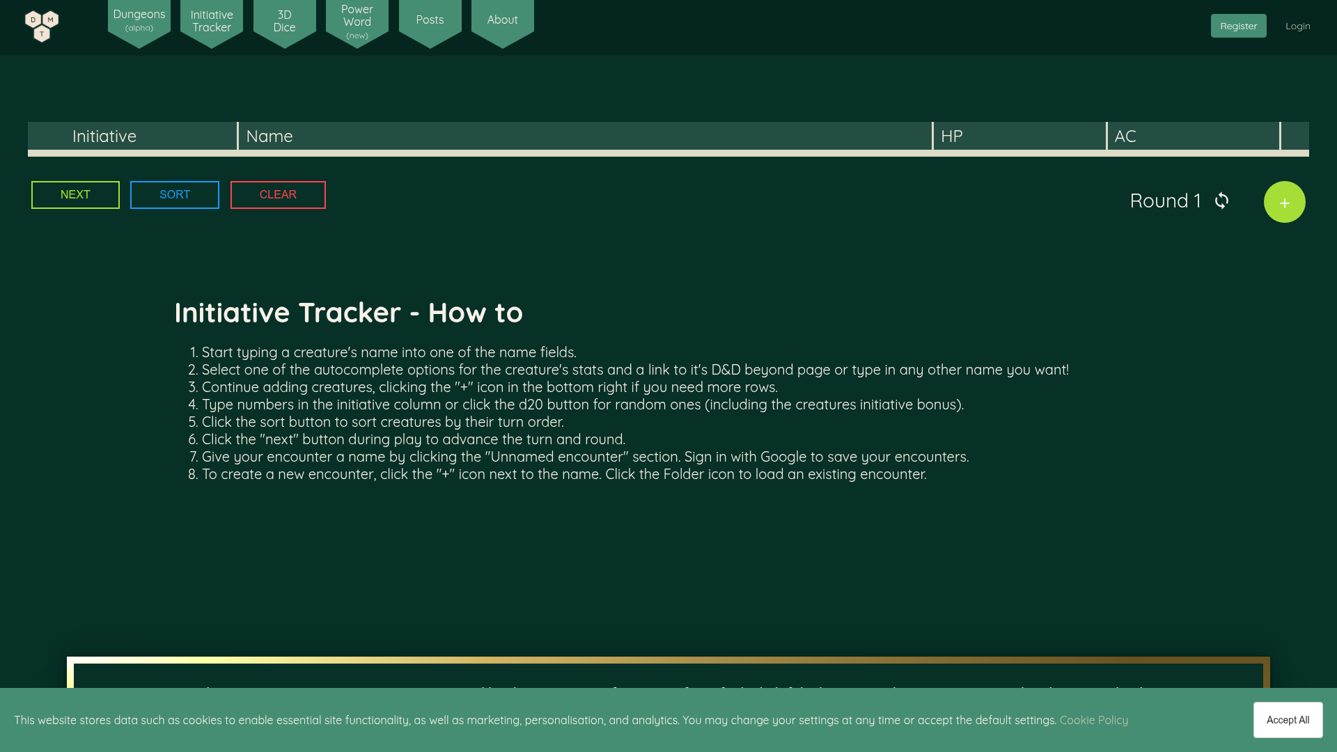 Screenshot of Initiative Tracker (DM Tools)