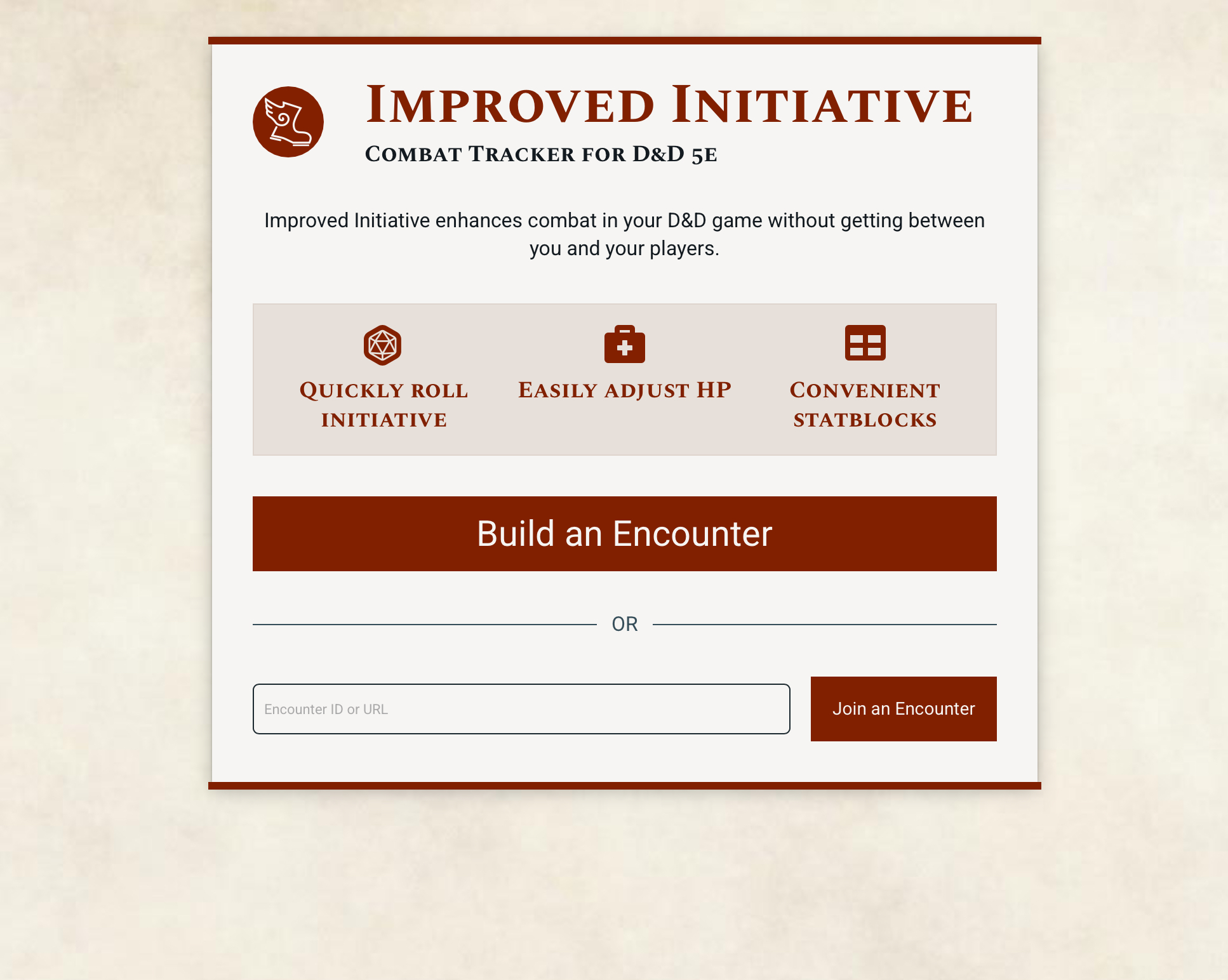 Screenshot of Improved Initiative