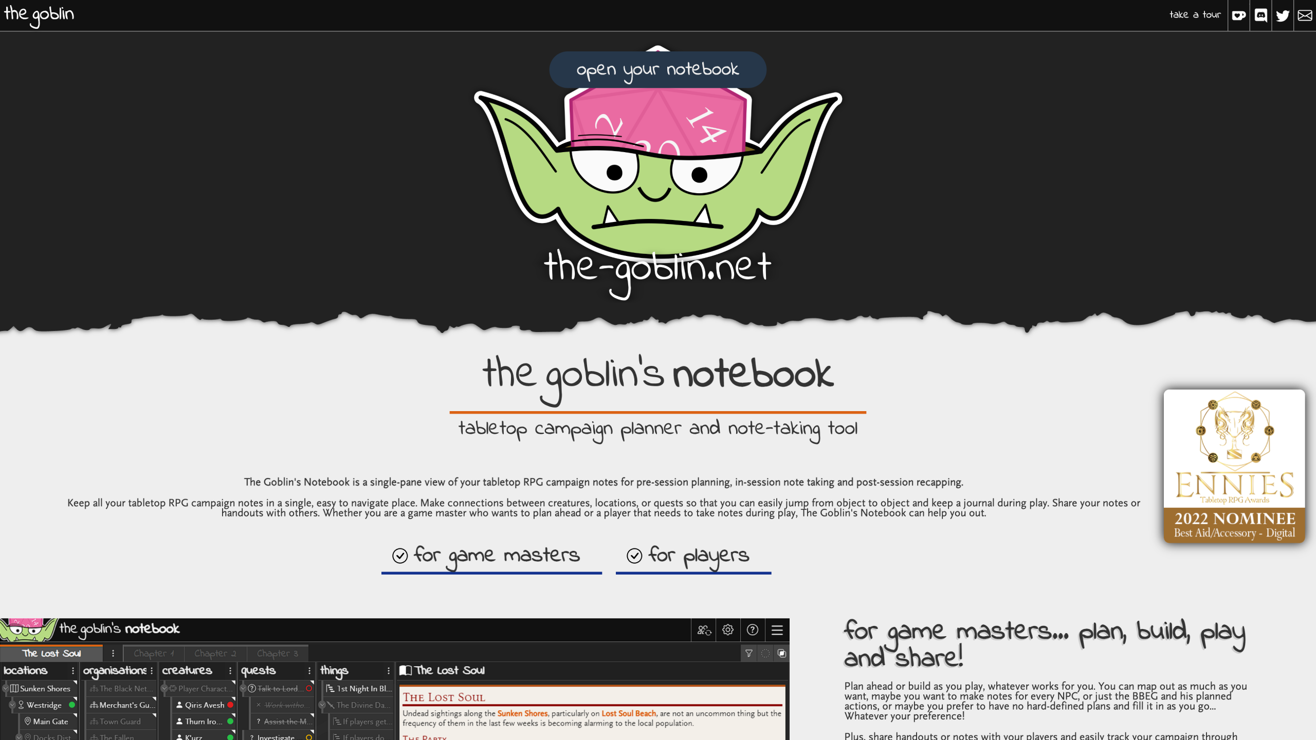 Screenshot of The Goblin's Notebook
